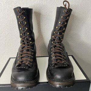 White's Boot Smoke Jumpers Packer Boots Black Leather Logger Sole Men's Size 7 D